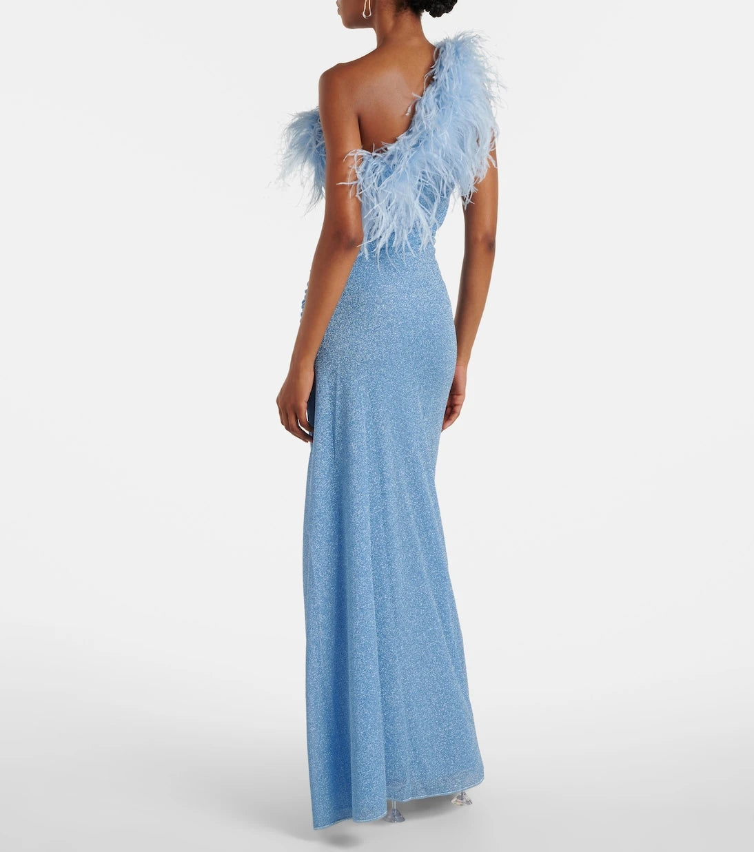 Oséree - Lumière Plumage one-shoulder maxi dress