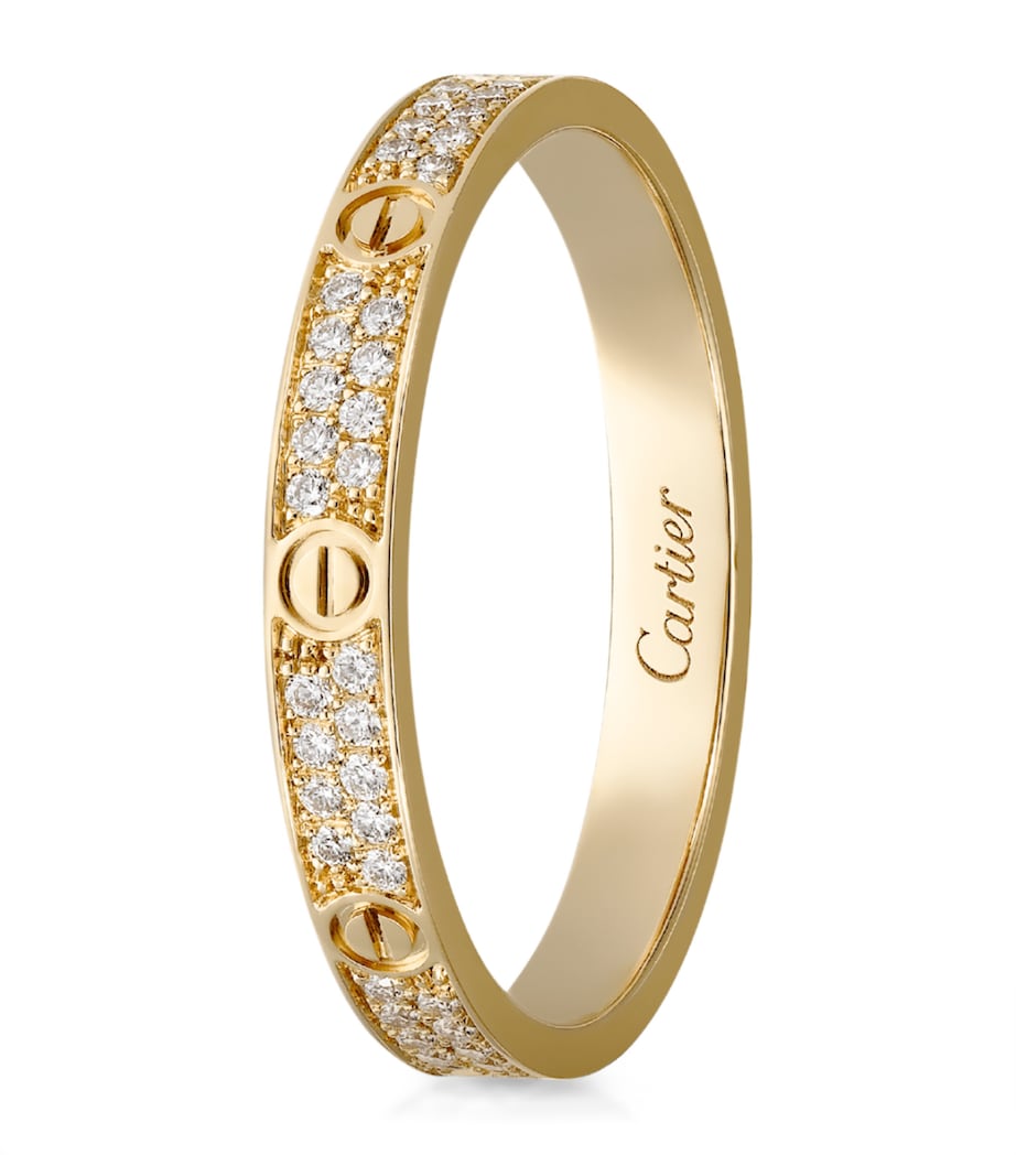 Small Yellow Gold and Diamond LOVE Ring