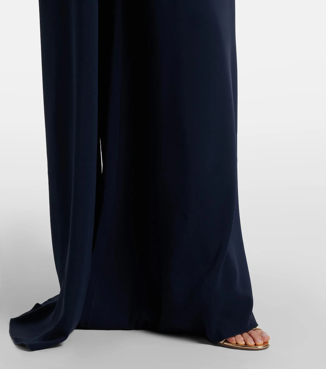 Oscar de la Renta - Embroidered caped silk-blend gown