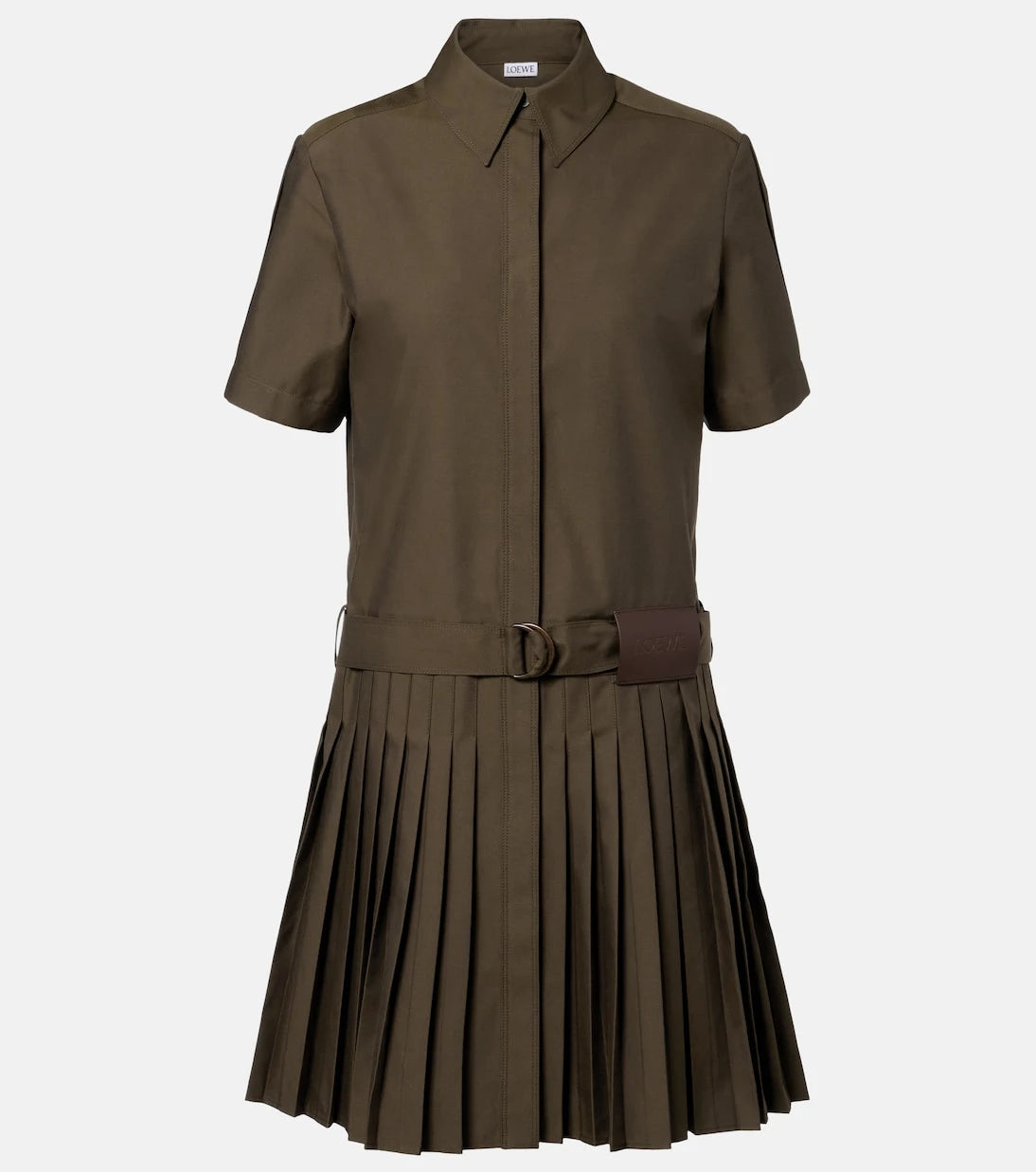 Loewe - Belted pleated cotton-blend shirt dress