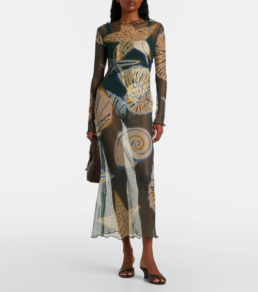 Cala de la Cruz - Ursa printed sheer beach dress