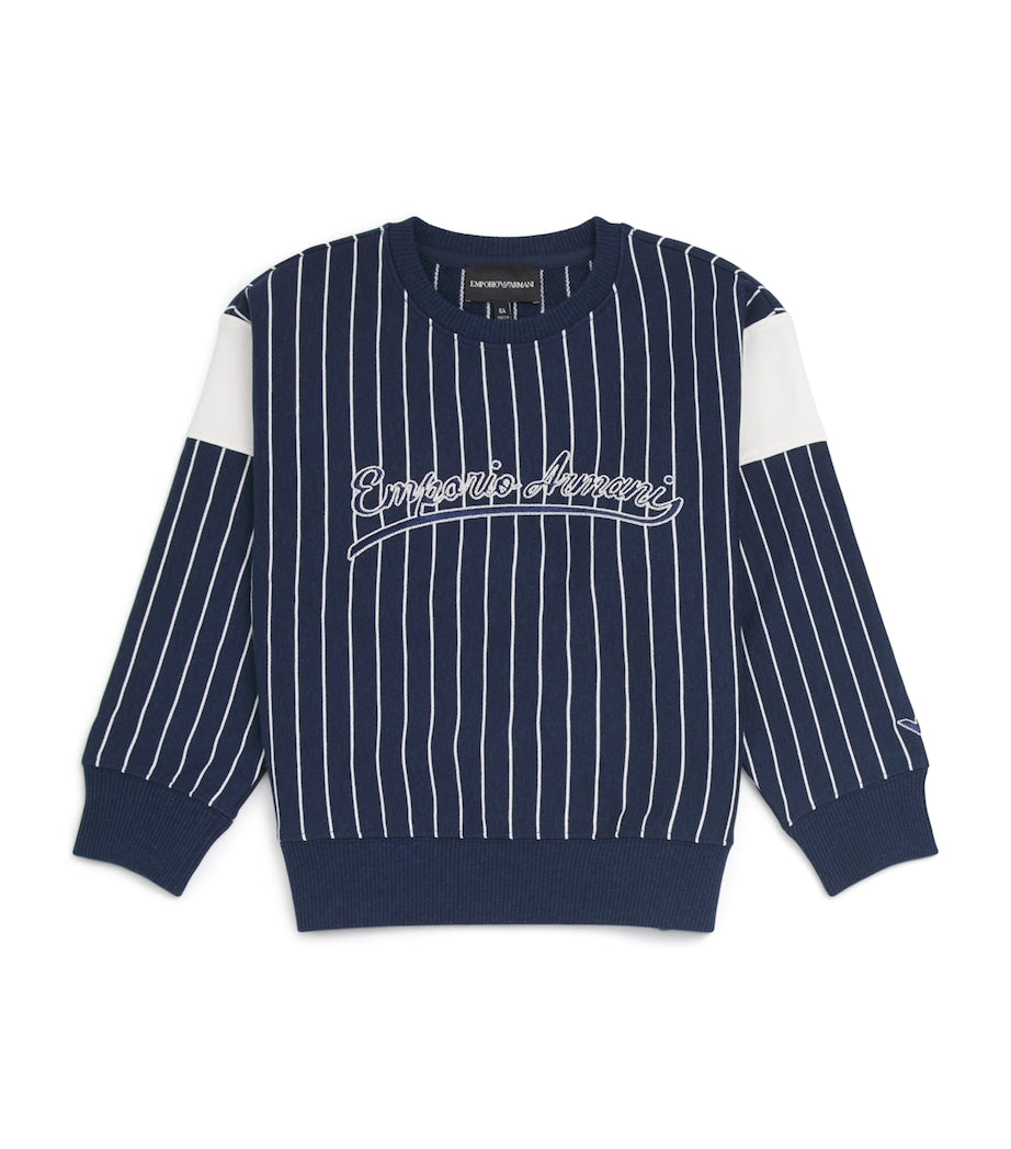Emporio Armani Kids Cotton Pinstripe Logo Sweatshirt (4-16 Years)