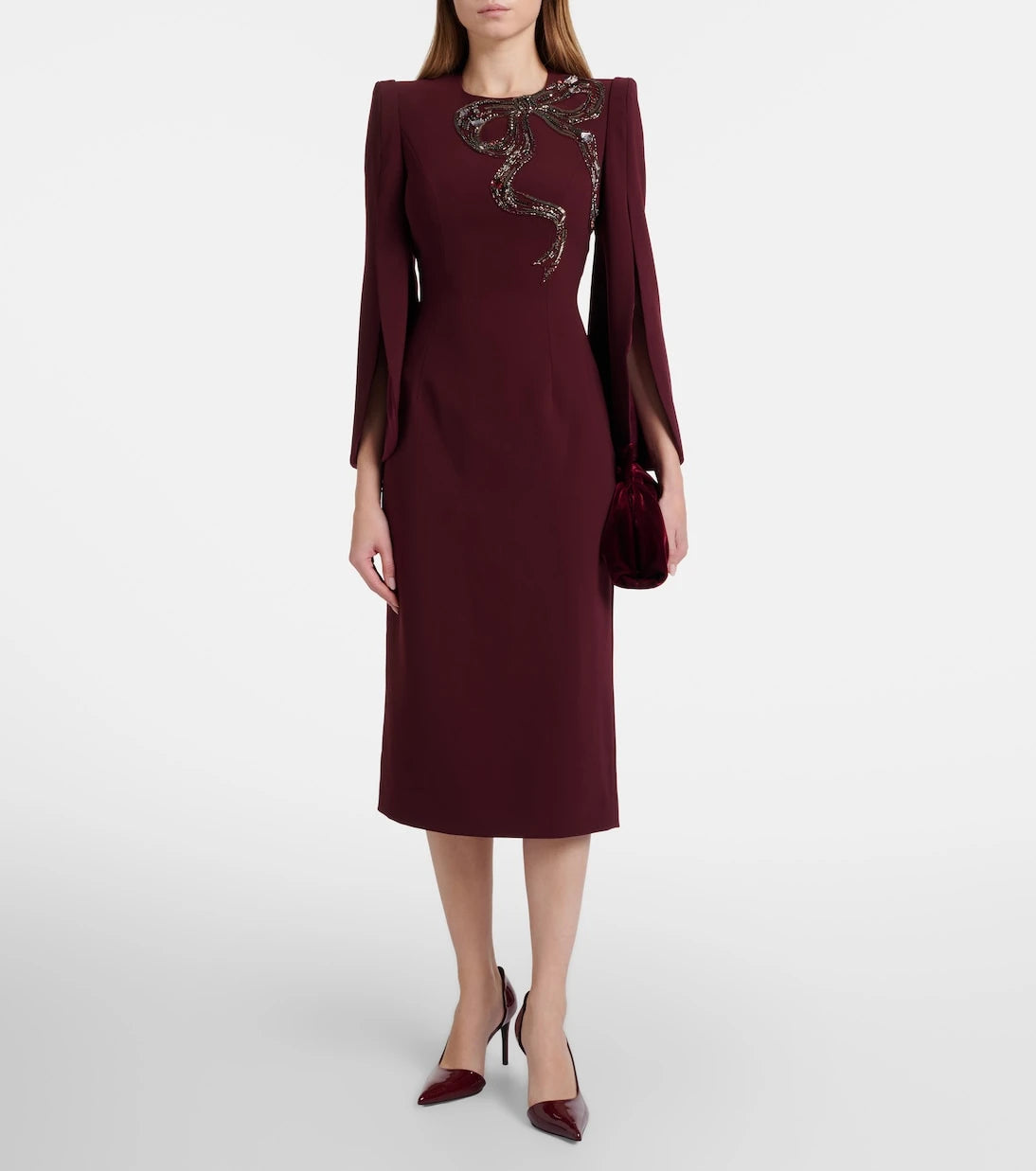 Jenny Packham - فستان متوسط الطول Love من الكريب المزيّن بالخرز