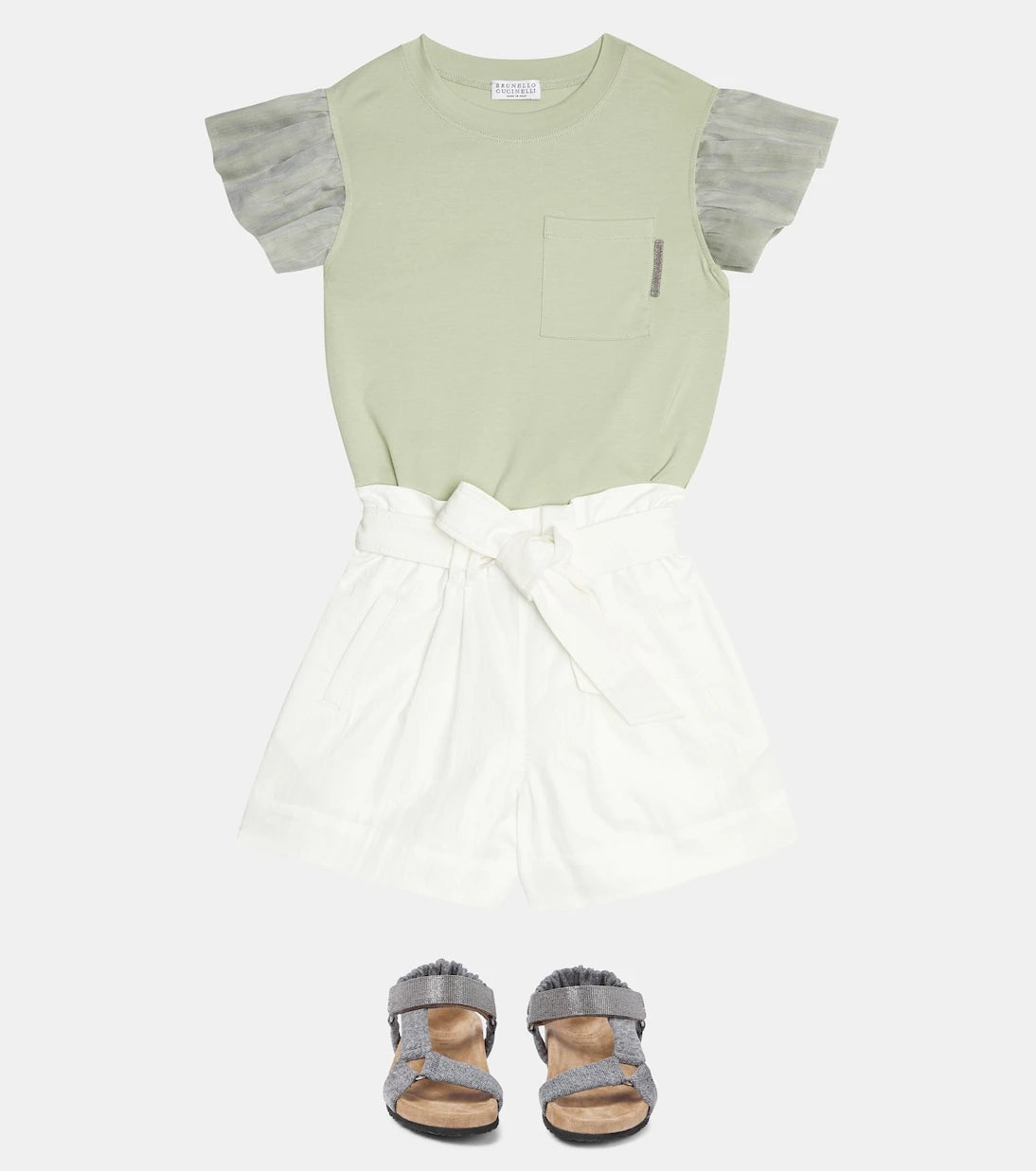 Brunello Cucinelli Kids - Cotton-blend paperbag shorts