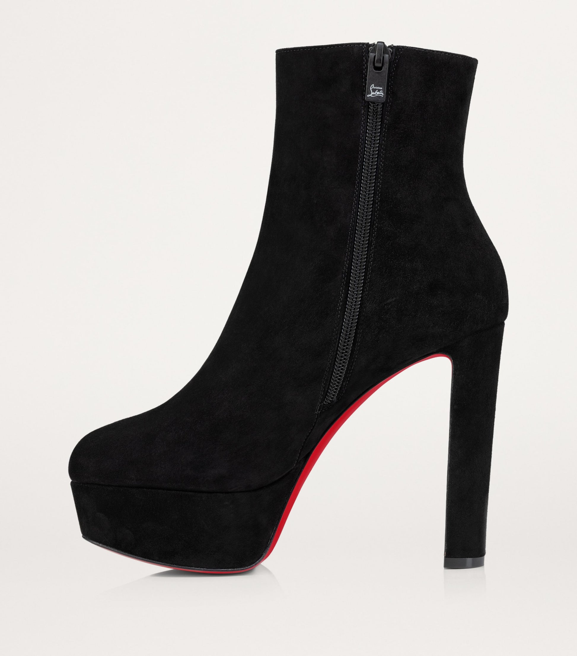 Christian Louboutin Red Loo Booty Suede Platform Boots 130