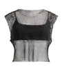 Mesh Embellished Calytrix Crop Top BLACK