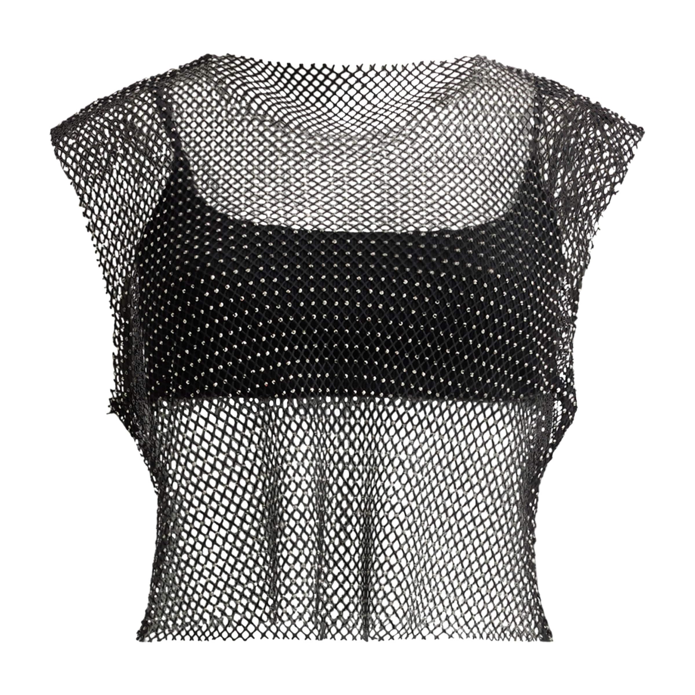 Mesh Embellished Calytrix Crop Top BLACK