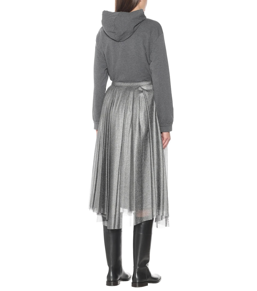 Brunello Cucinelli - Cotton-blend lamé midi skirt