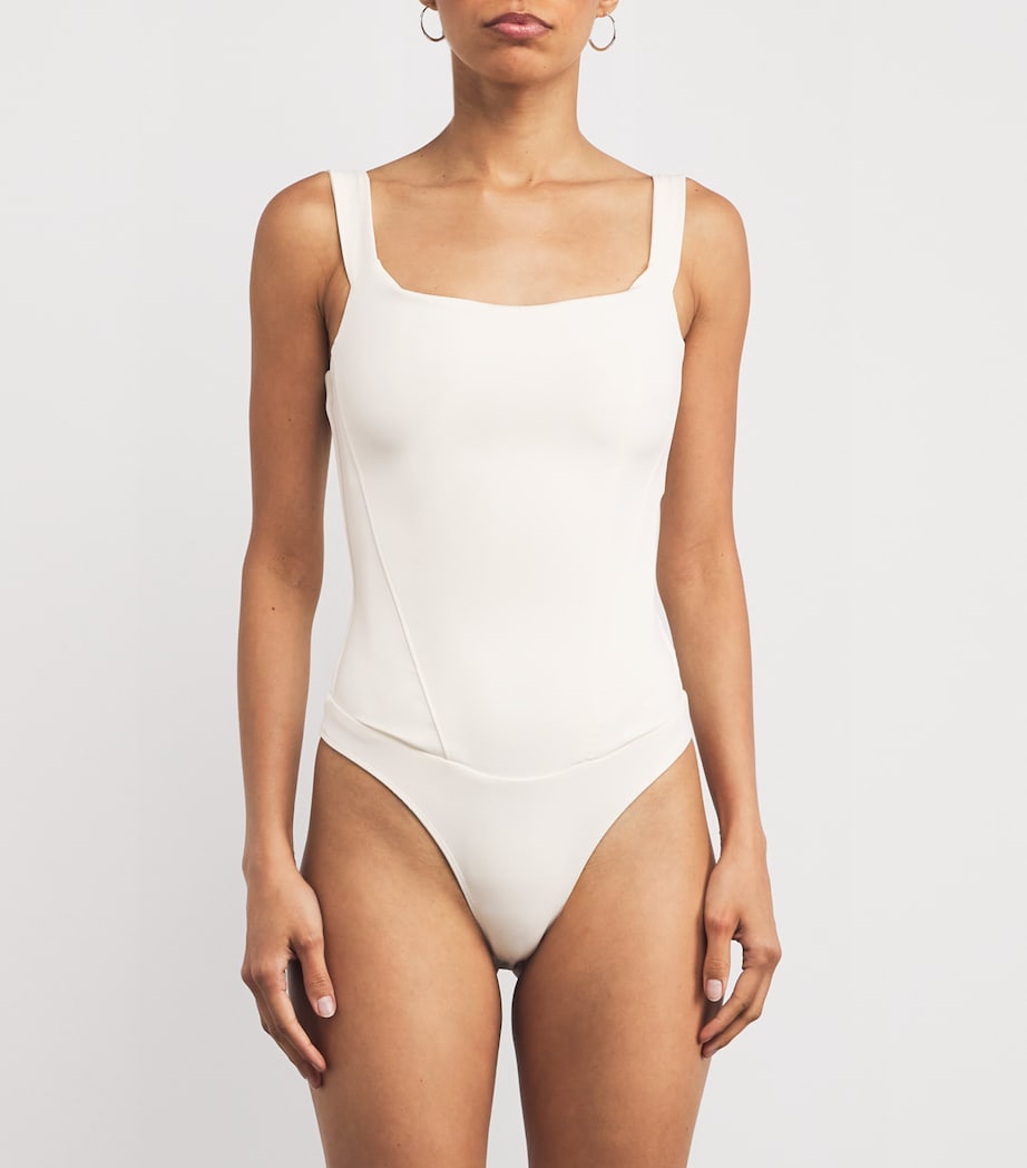 Good American White Scuba Corset Bodysuit