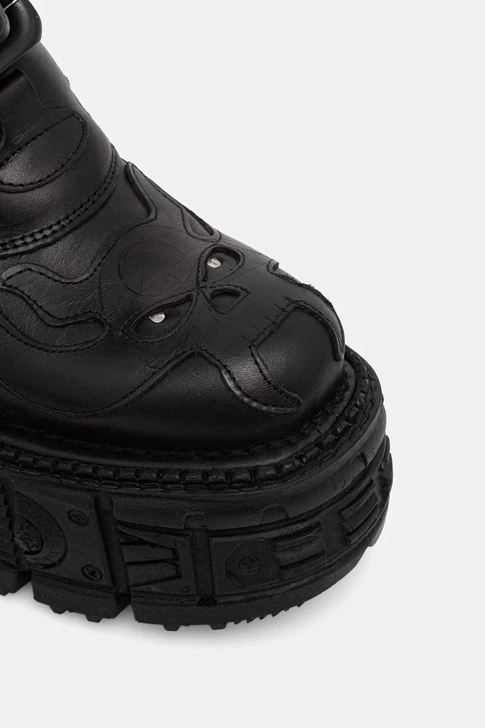 New Rock CRUST NEGRO, TANK NEGRO SIN HERRAJES kadın deri bot