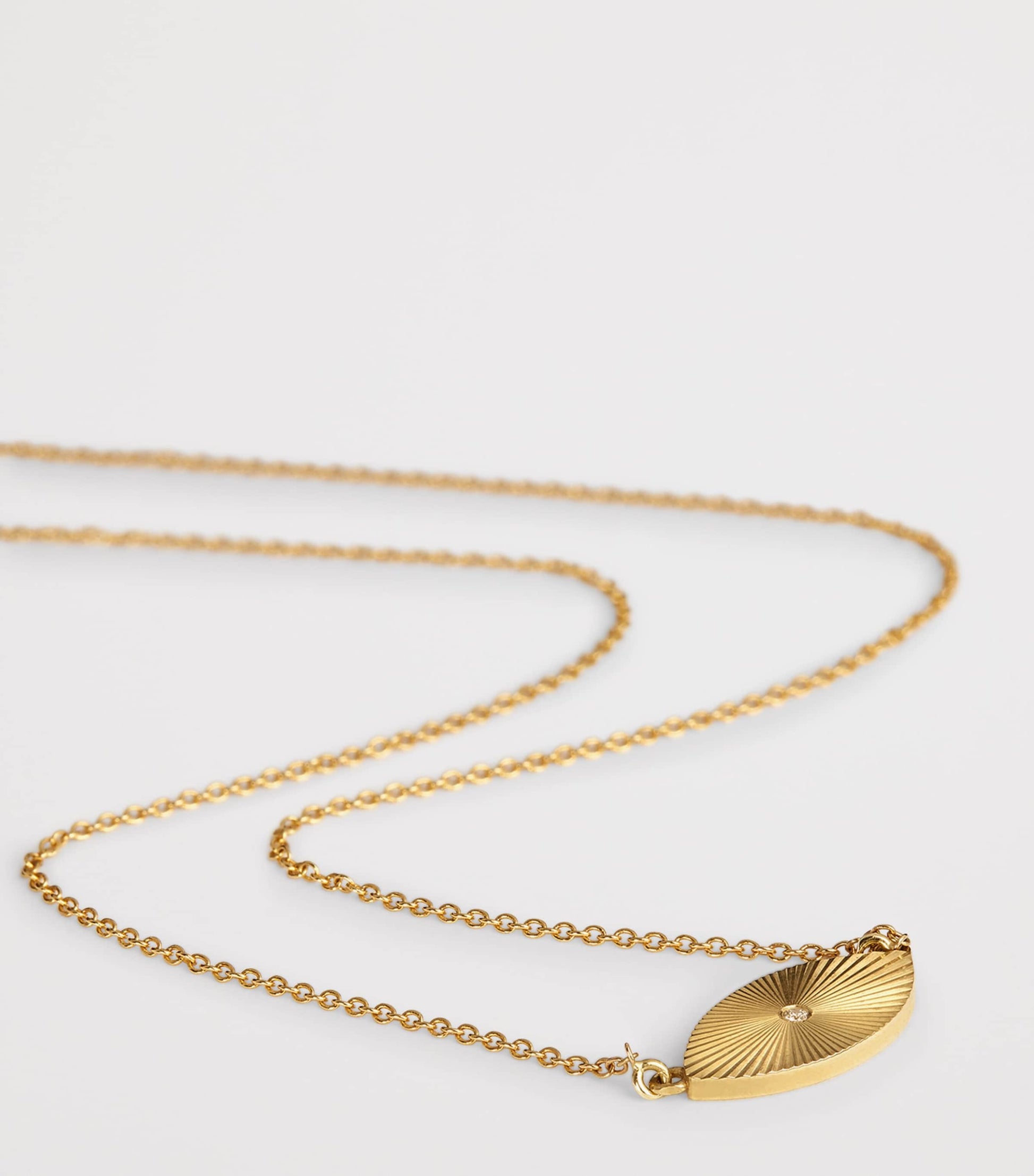 Yellow Gold and Diamond Mini Evil Eye '70s Necklace