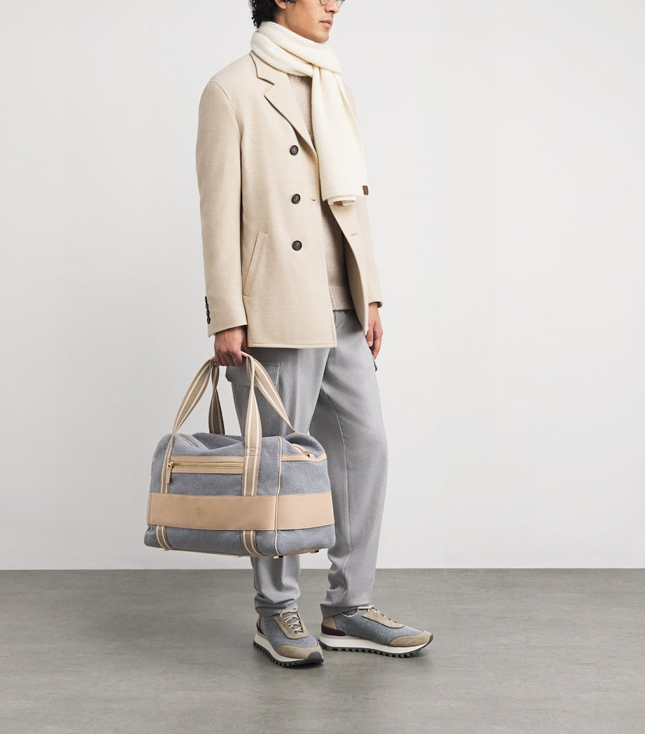 Wool Canvas Leather-Trim Gym Bag