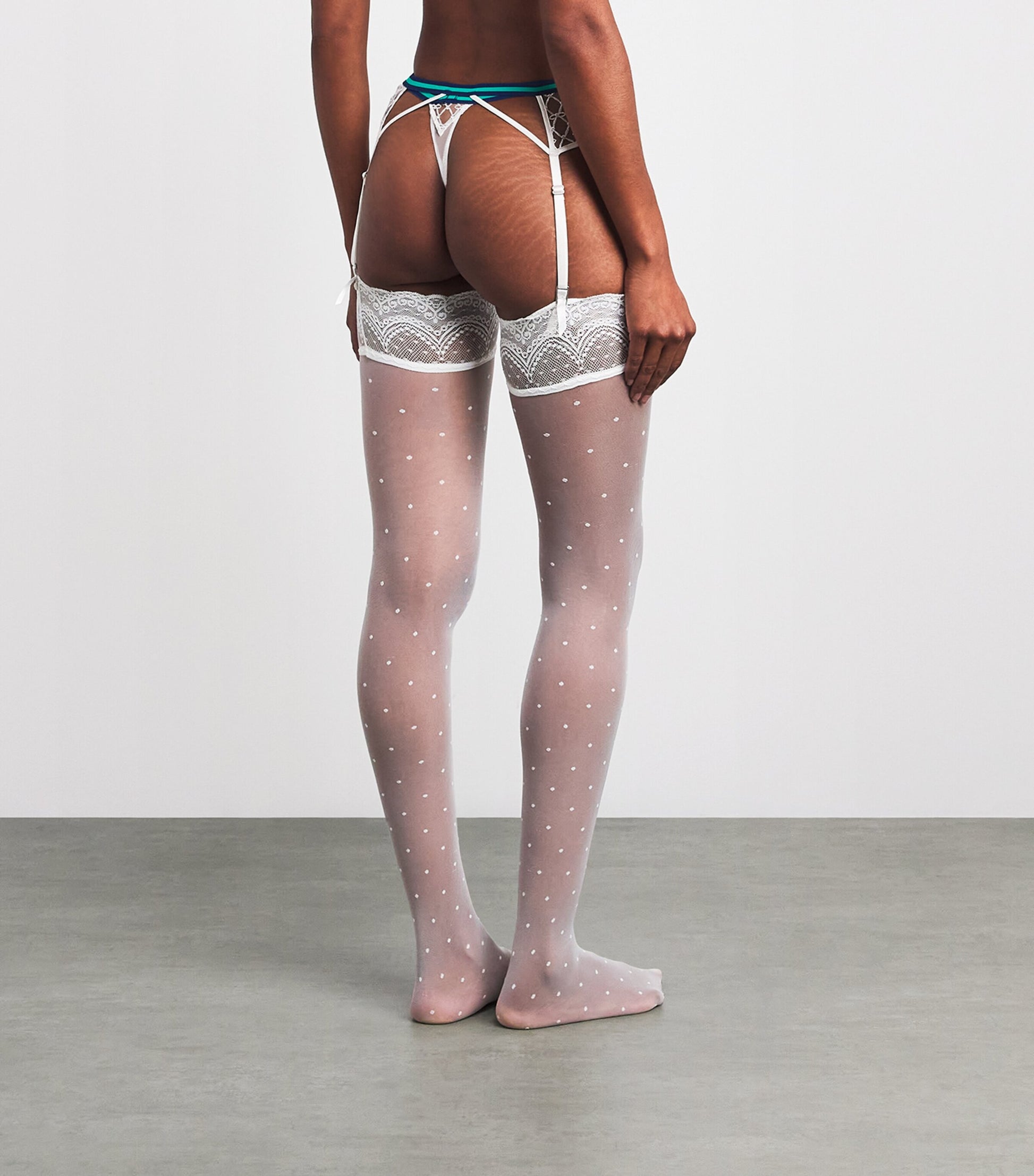 Ivory Mesh Serena Suspender Belt