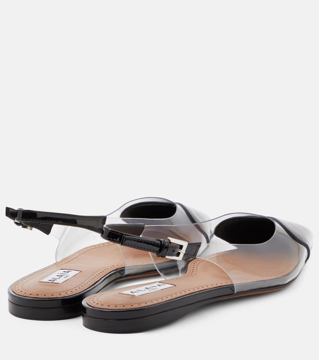 Alaïa - Le Cœur patent leather and PU slingback flats