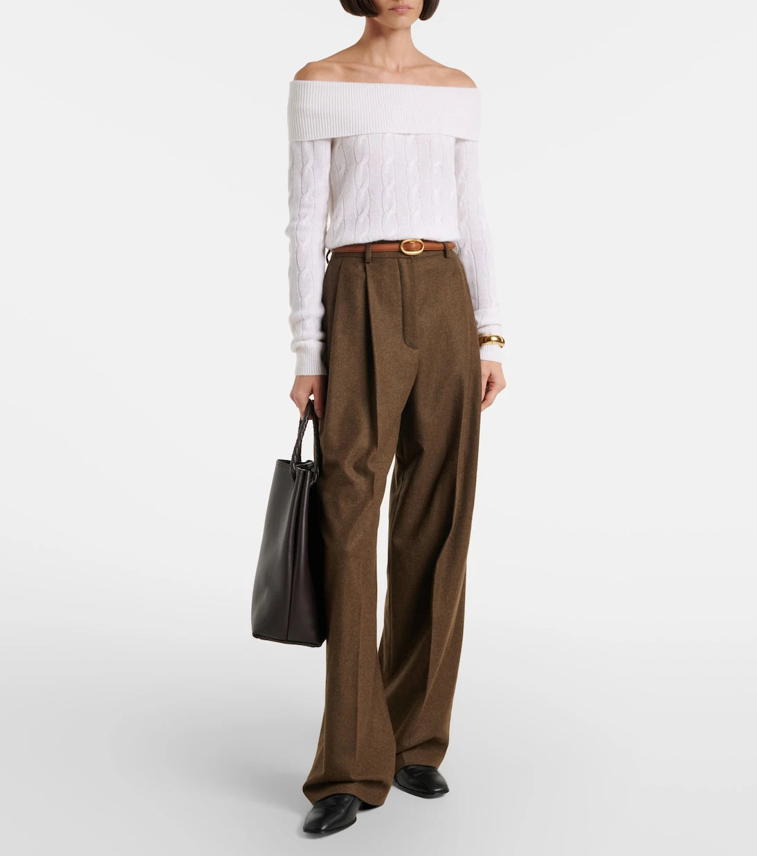 Ralph Lauren Collection - Cable-knit off-shoulder cashmere sweater