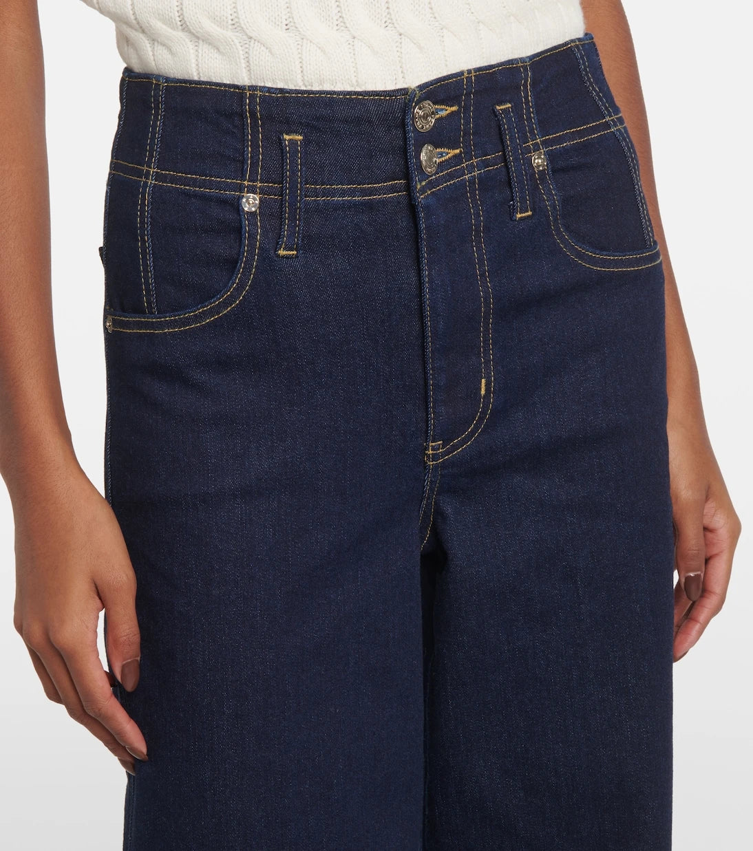 Frame - جينز Seamed Wide بخصر مرتفع