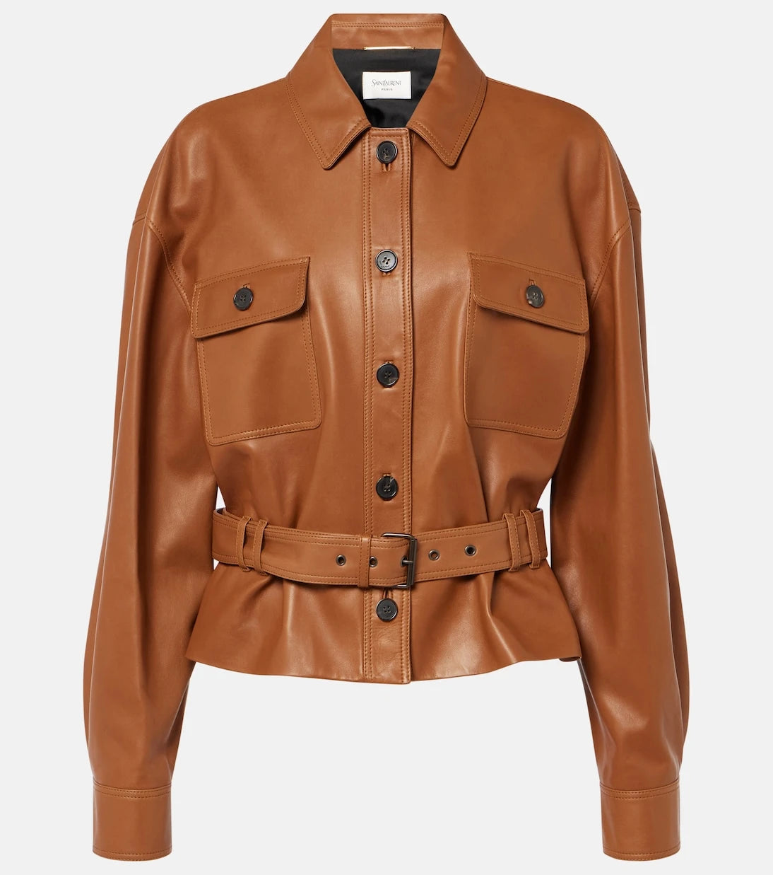 Saint Laurent - Saharienne cropped leather jacket