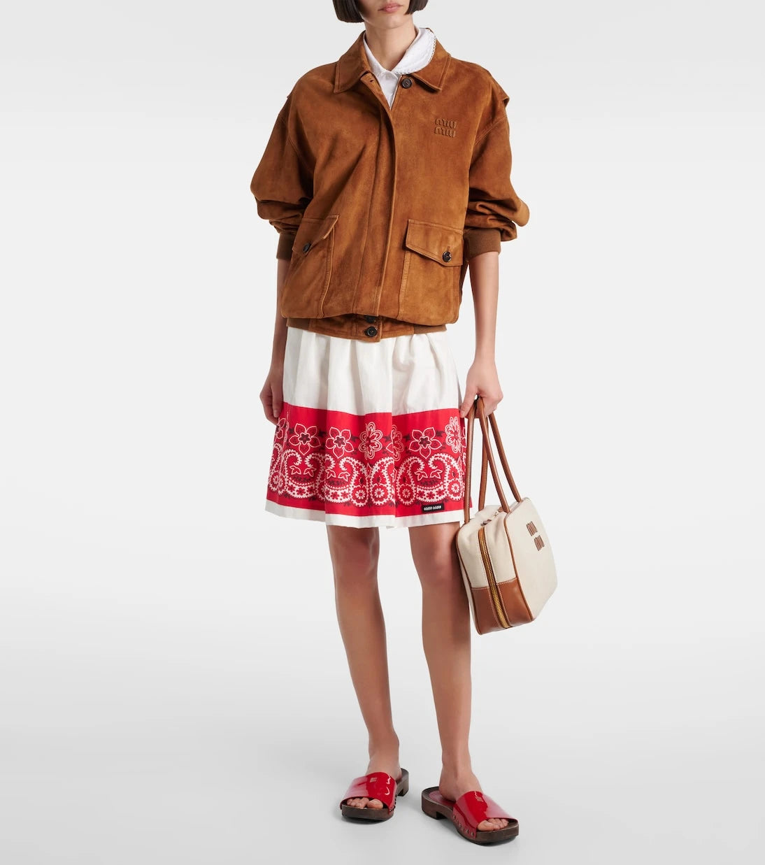 Miu Miu - Logo suede blouson jacket