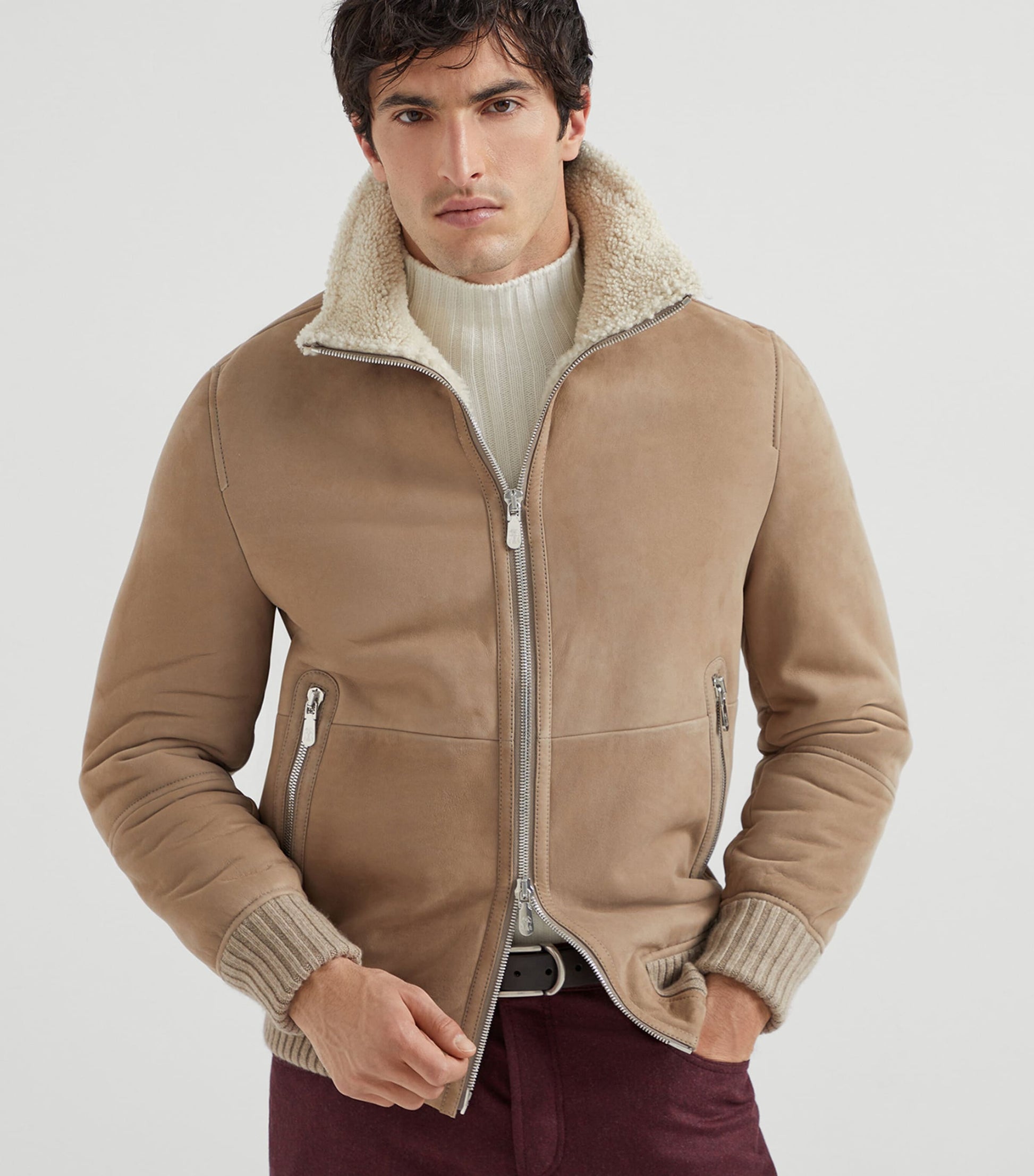 Cashmere-Trim Shearling Jacket