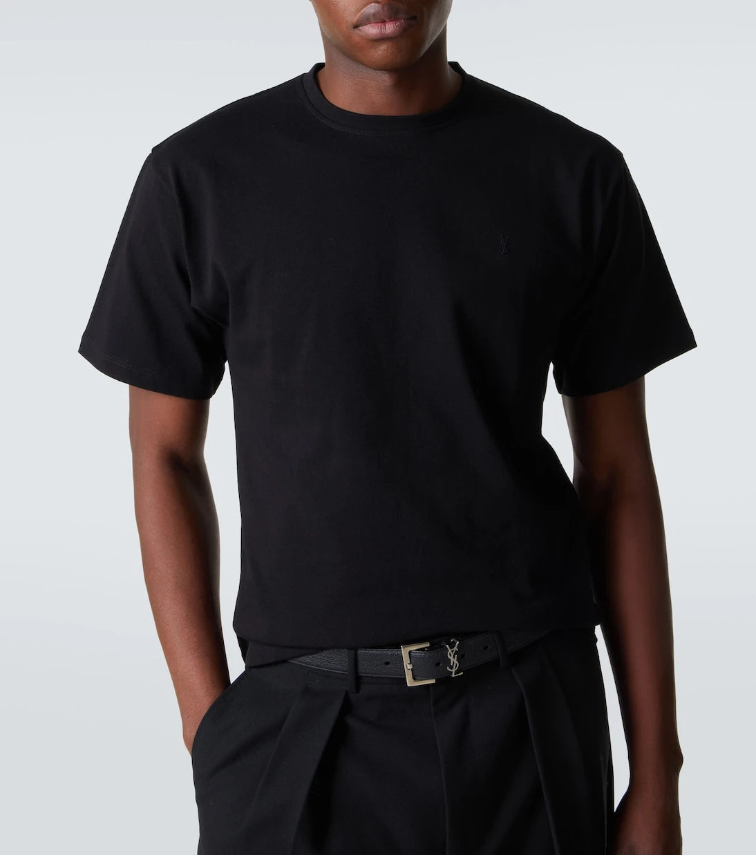 Saint Laurent - Cropped cotton jersey T-shirt