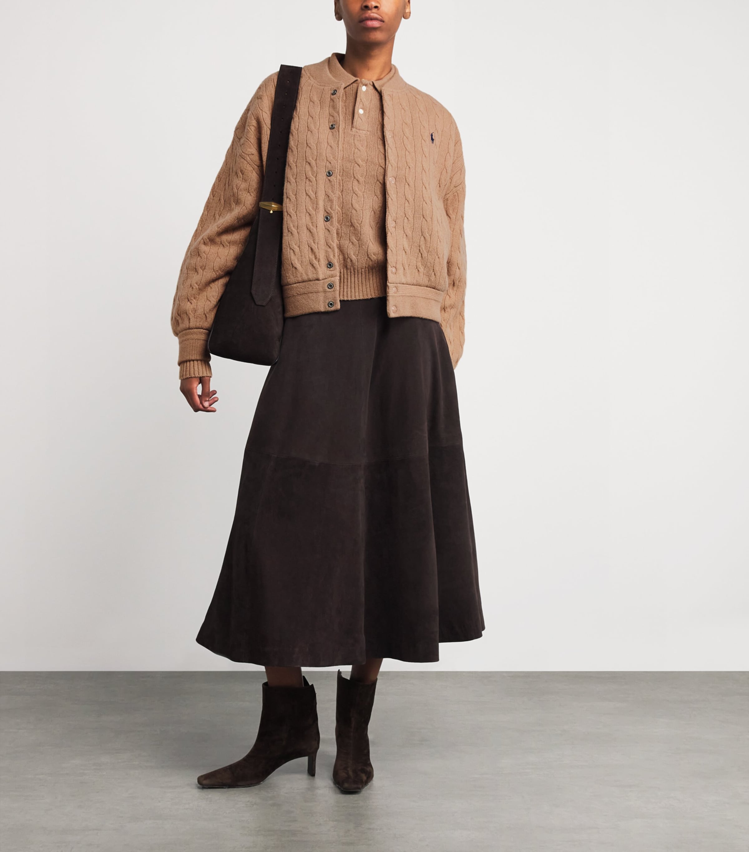 Polo Ralph Lauren Brown Wool-Cashmere Bomber Jacket