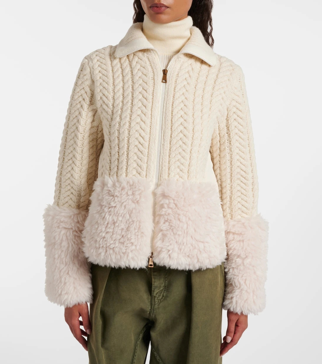 Moncler - Cable-knit wool-blend cardigan