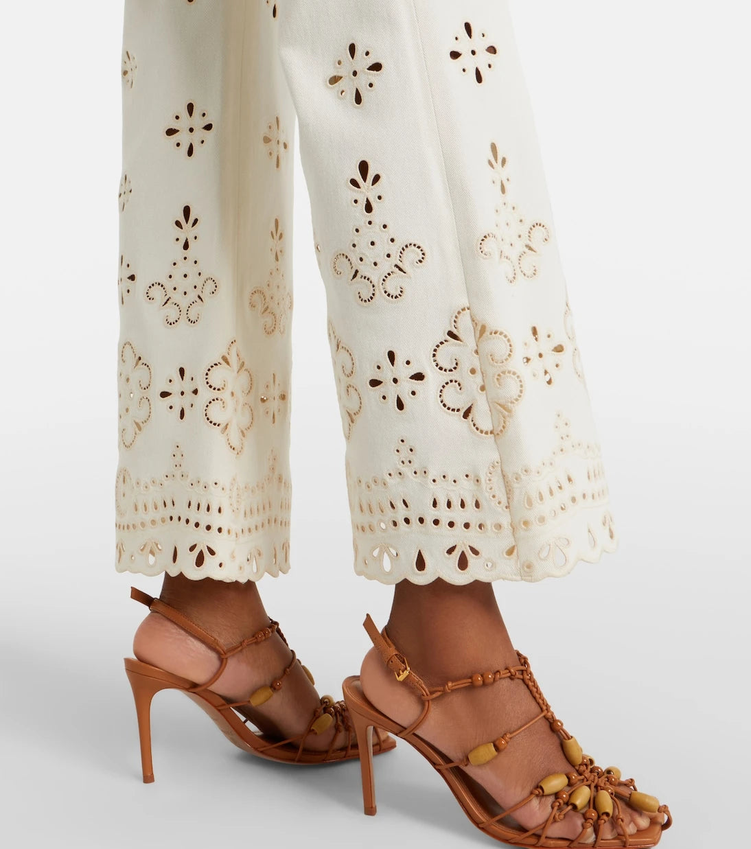 Veronica Beard - Komi eyelet cotton twill flared pants