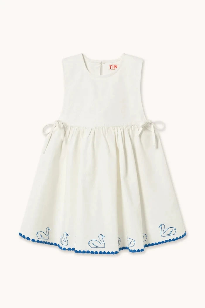 Детска рокля с лен Tinycottons SWANS BOWS DRESS