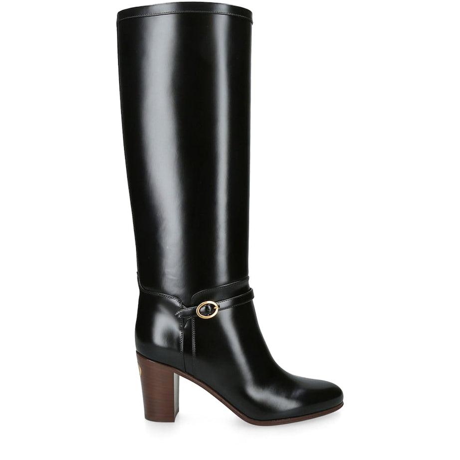 Valentino Garavani Black Leather Pattie Knee-High Boots 75