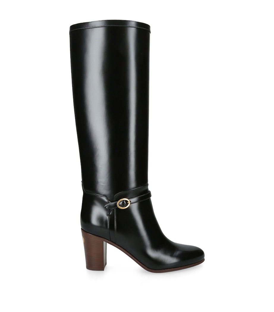 Valentino Garavani Black Leather Pattie Knee-High Boots 75