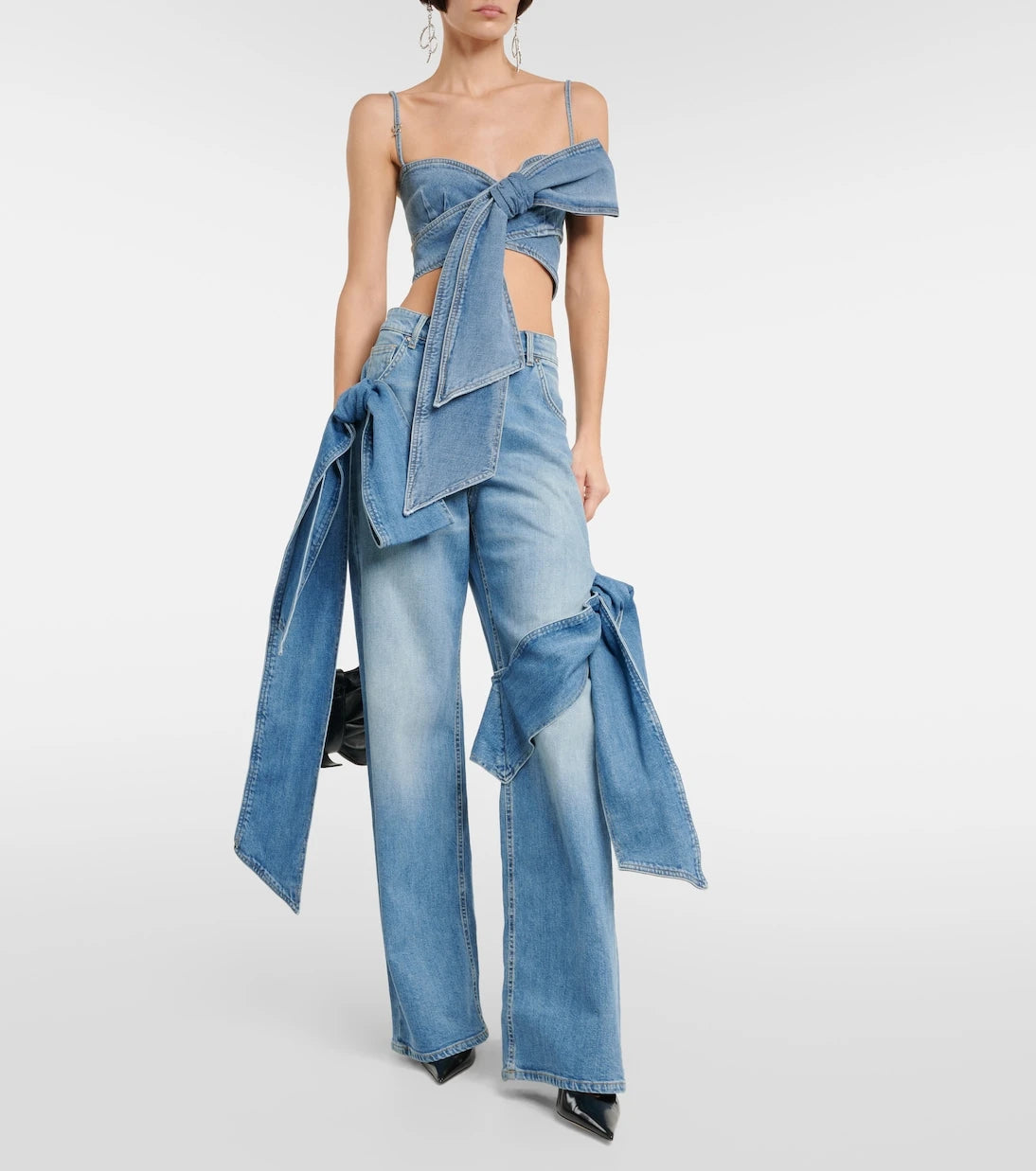 Blumarine - Bow-detail denim crop top