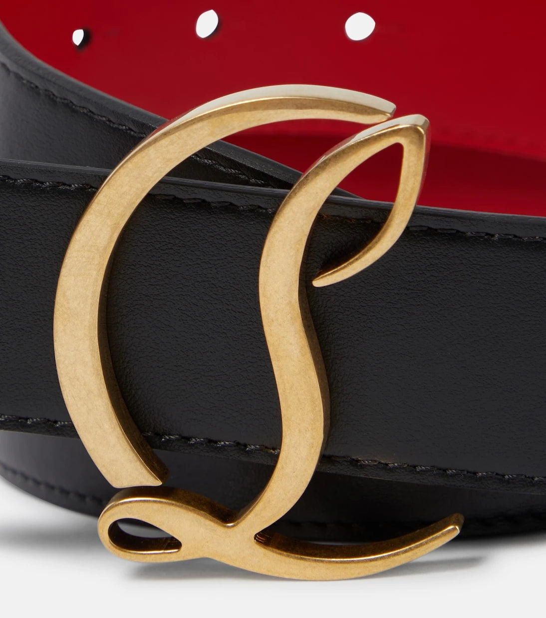 Christian Louboutin - حزام جلد بشعار CL