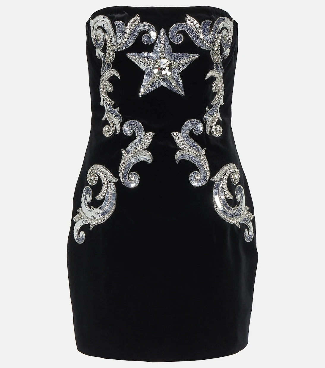 Balmain - Embellished velvet minidress