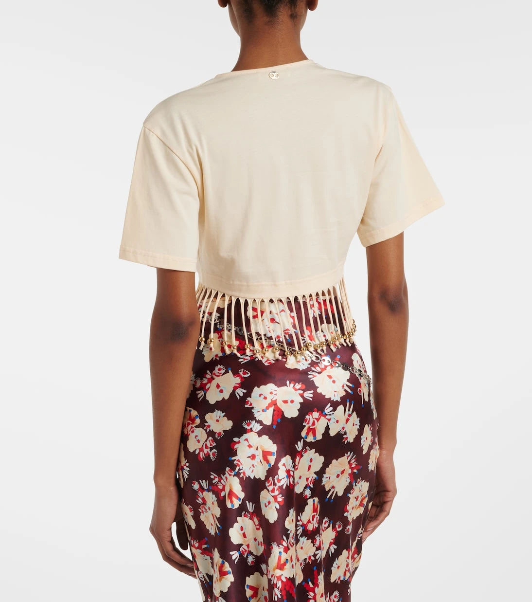 Rabanne - Embellished cotton jersey crop top
