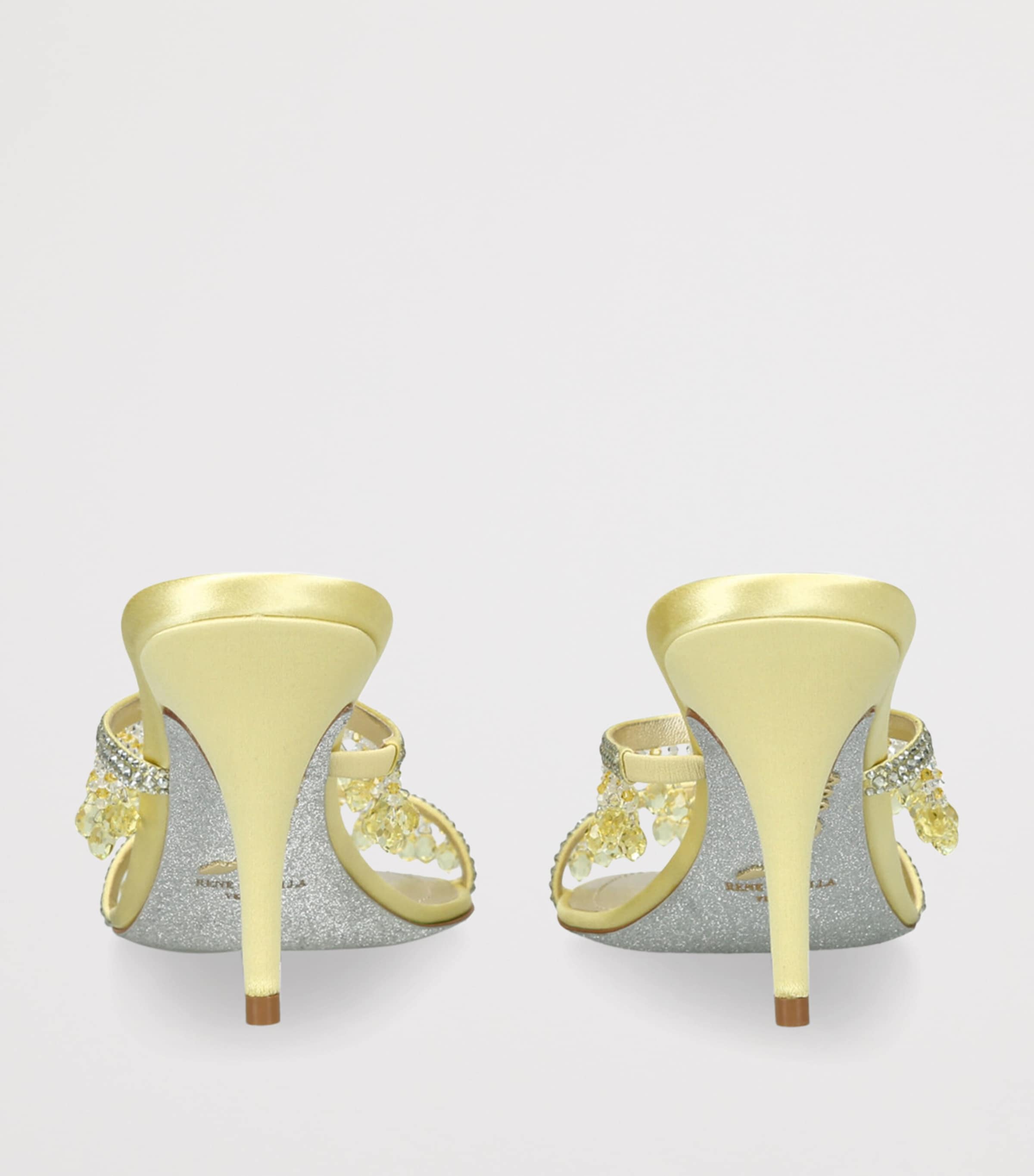René Caovilla Satin Chandelier Heeled Mules 80