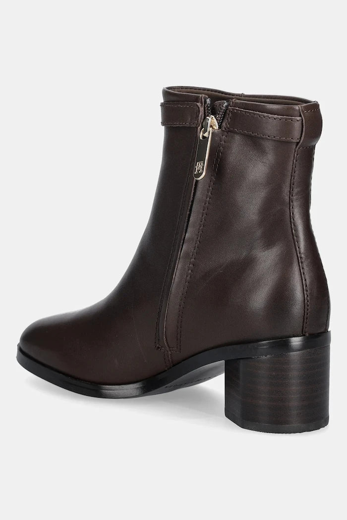 Tommy Hilfiger TH Buckle Riding Mid Heel Bootie Deri Bot