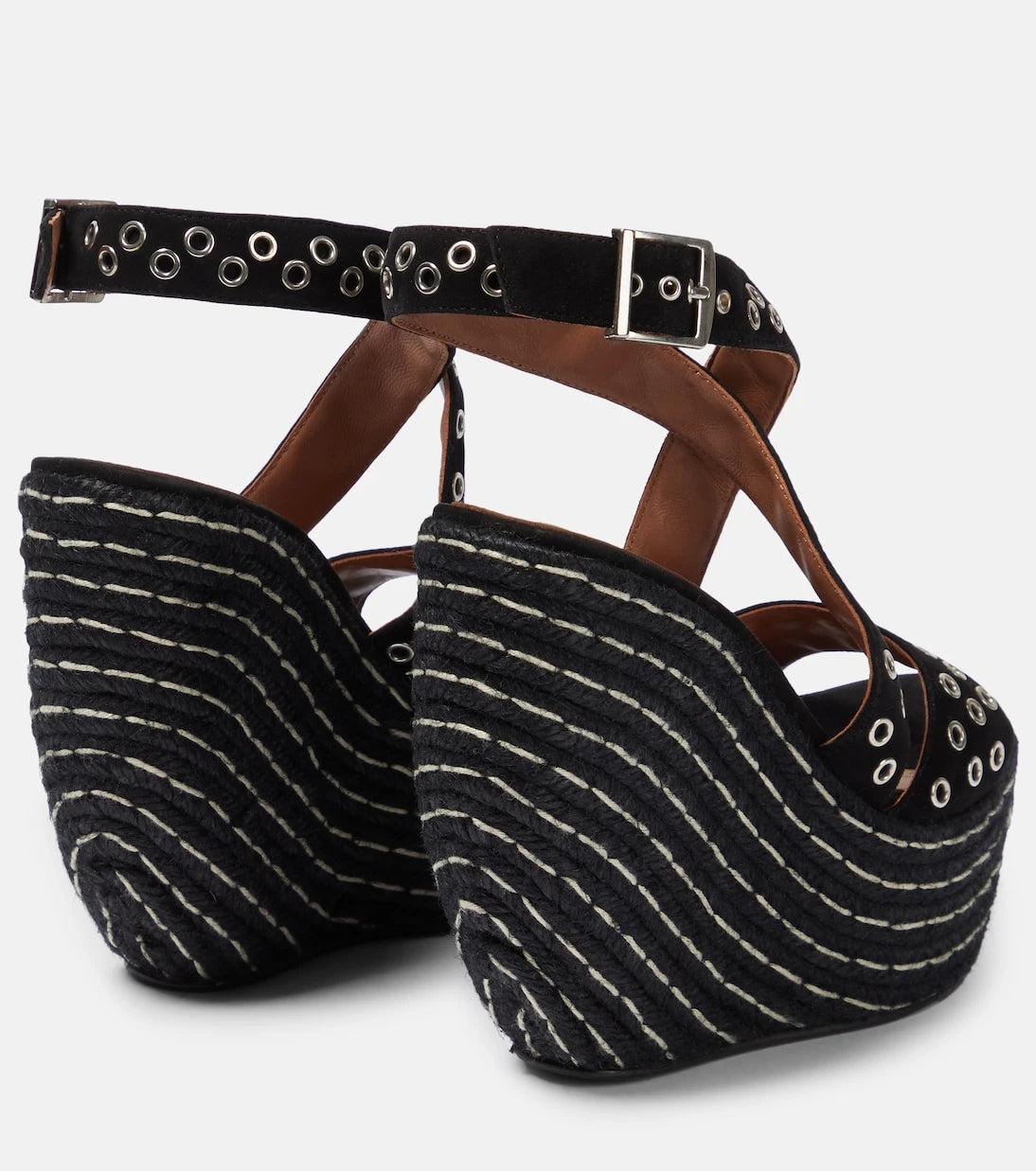 Alaïa - Embellished suede wedge sandals