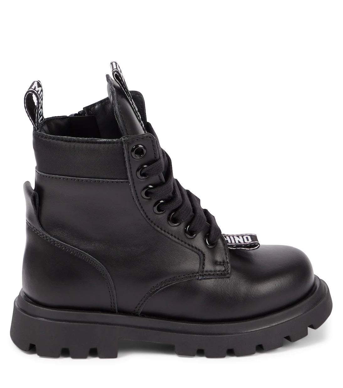Moschino Kids - Logo leather combat boots