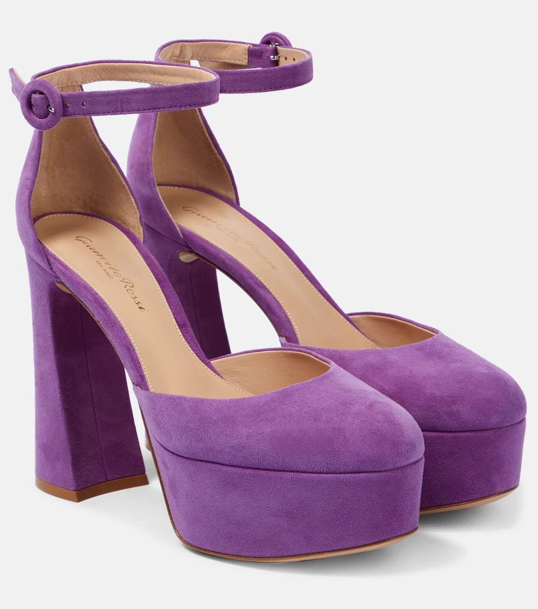 Gianvito Rossi - Vernice platform suede pumps