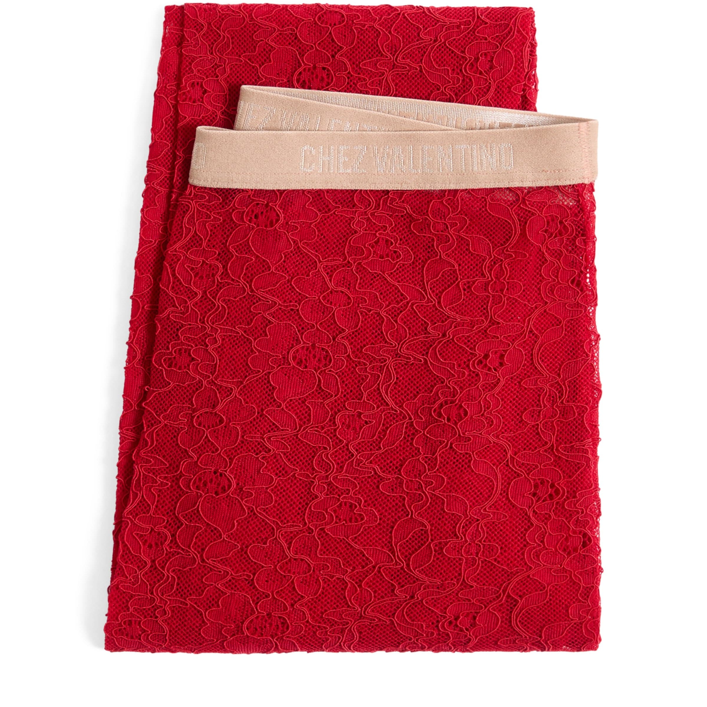 Valentino Red Lace Floral Tights