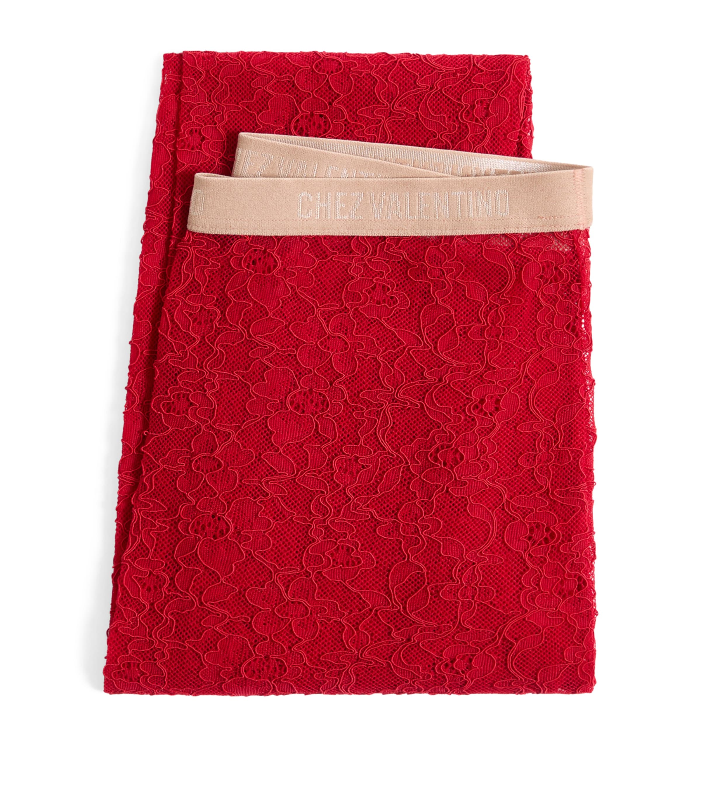 Valentino Red Lace Floral Tights