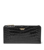 Aspinal Of London Black Large Leather Croc-Embossed Mayfair Purse