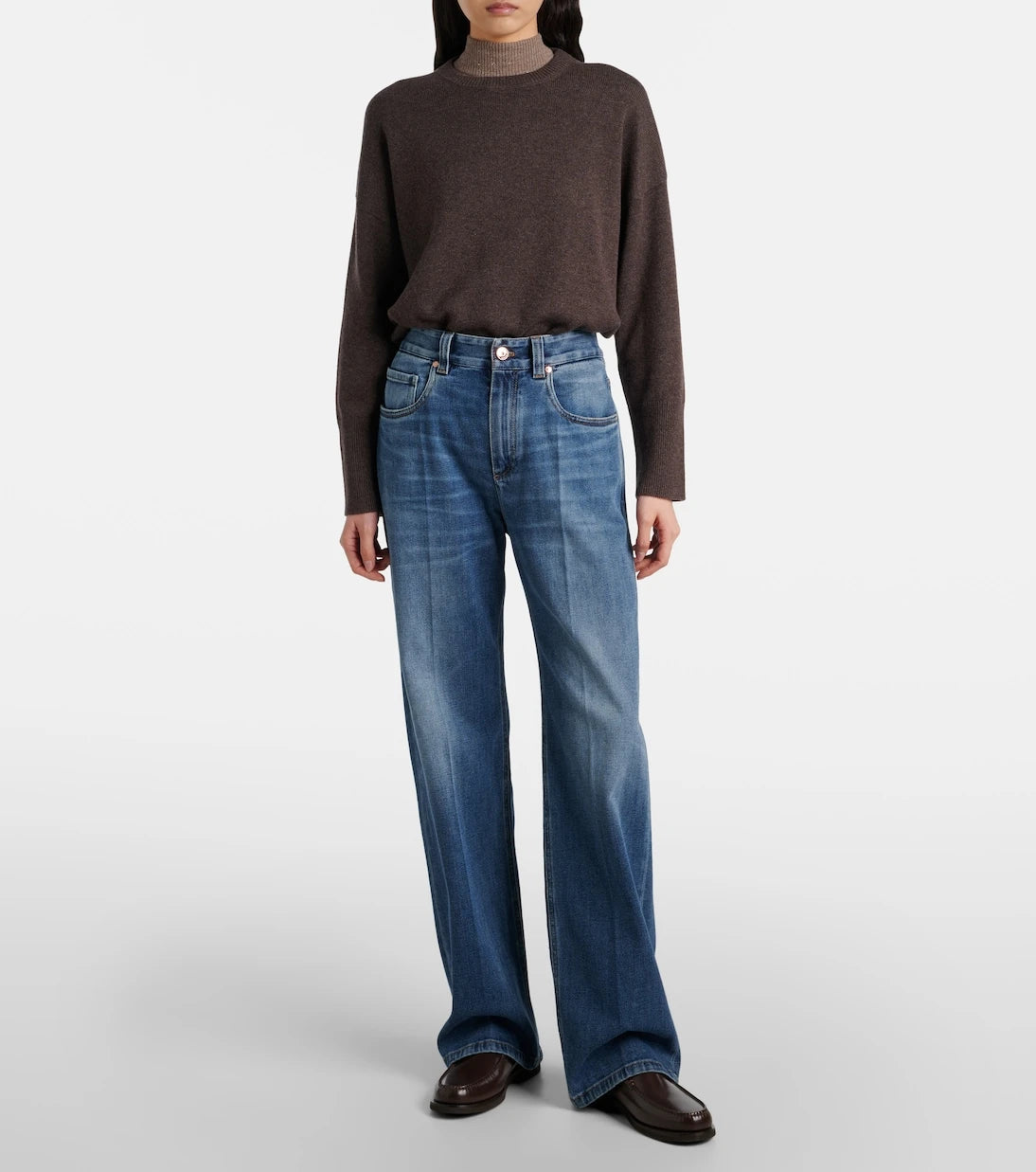 Brunello Cucinelli - جينز بقصّة مستقيمة وخصر منخفض