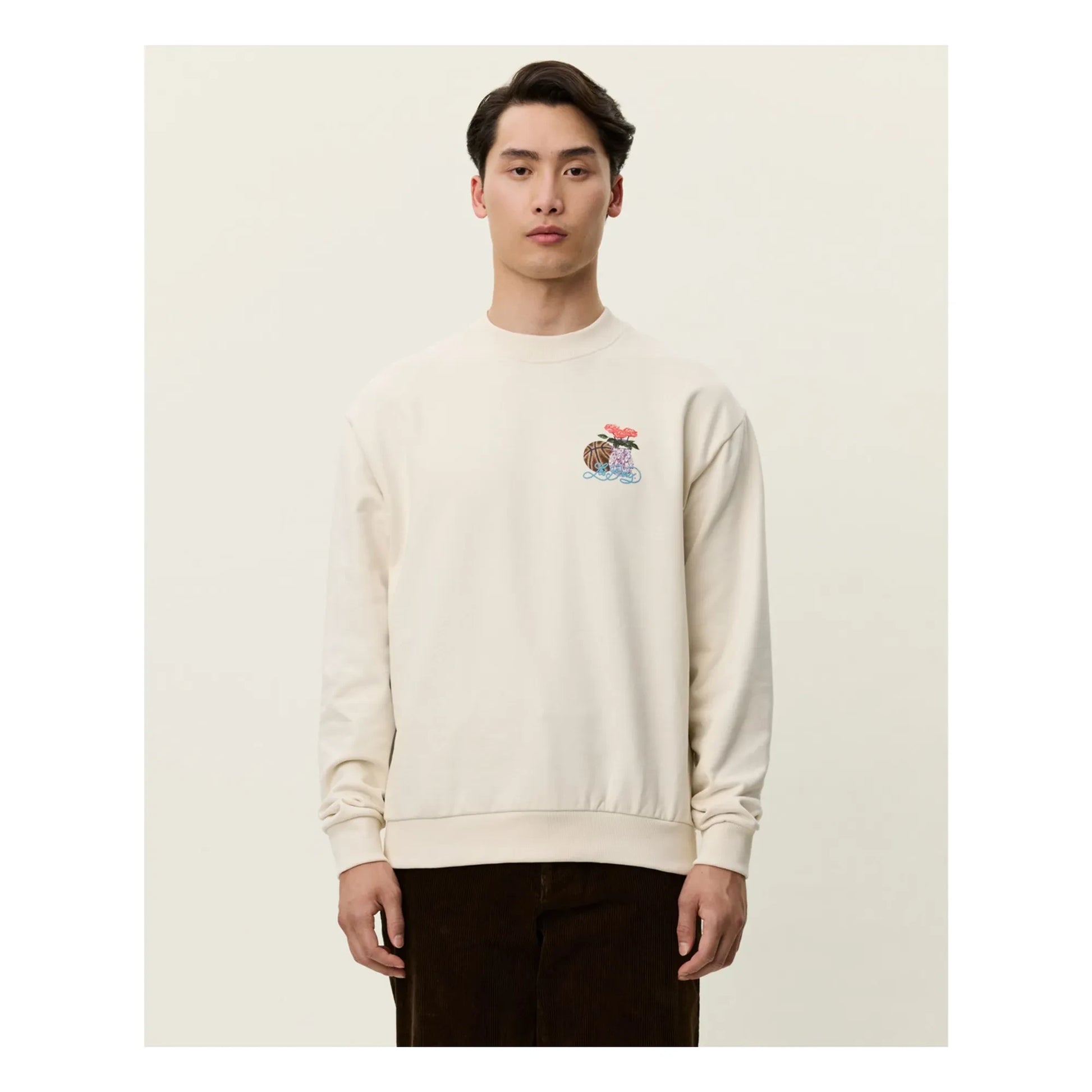 Les Deux - Cole Table Cotton Organic Round Neck Sweater | Ivory