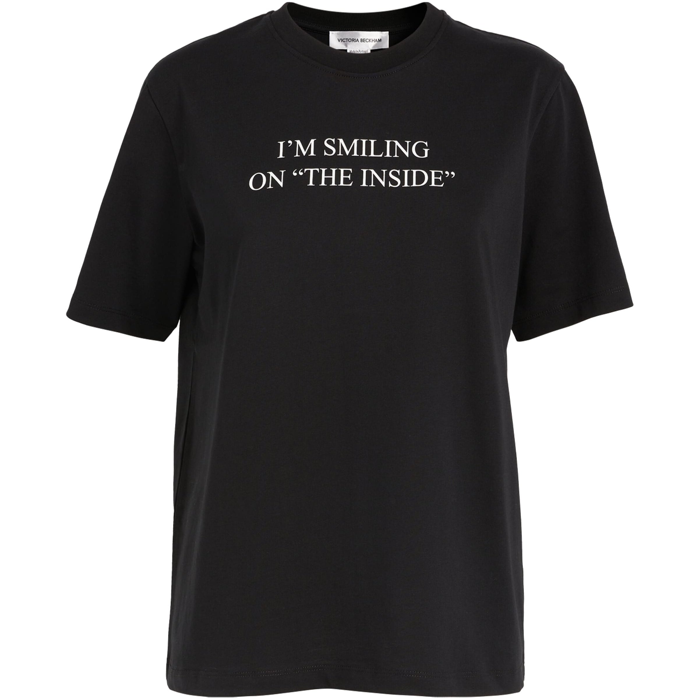 Victoria Beckham Black Organic Cotton Slogan T-Shirt