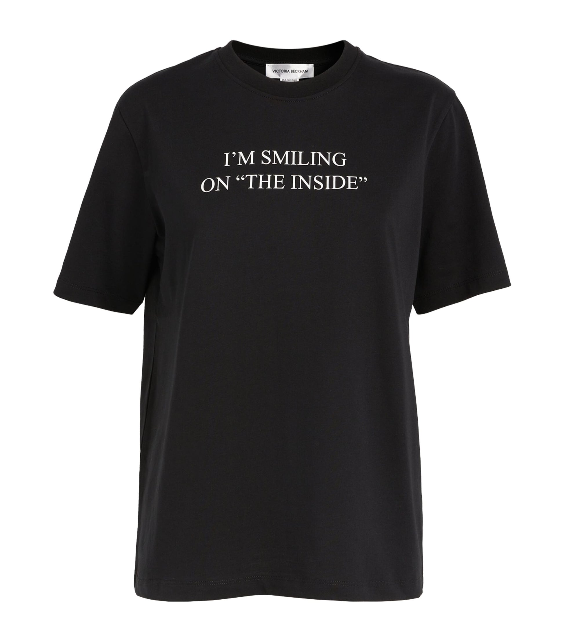 Victoria Beckham Black Organic Cotton Slogan T-Shirt