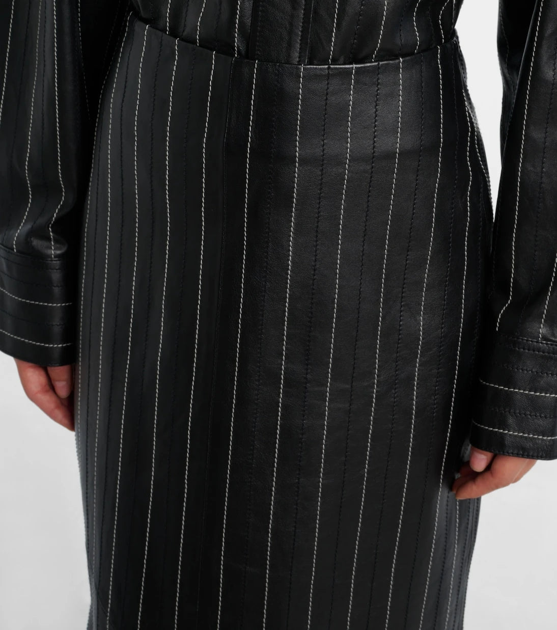 Victoria Beckham - Embroidered leather midi skirt
