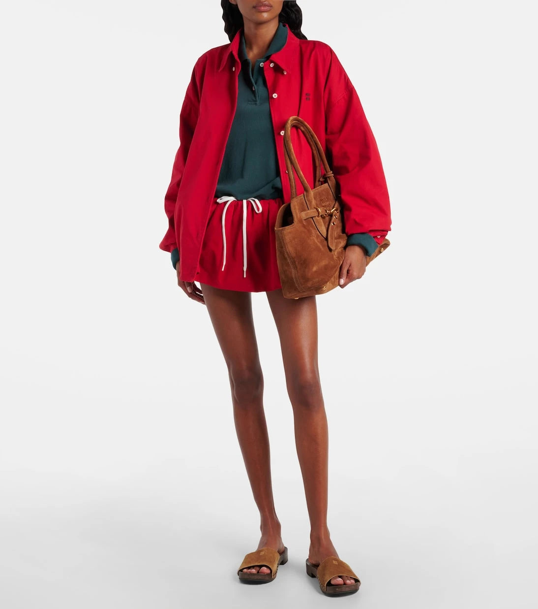 Miu Miu - Gathered cotton poplin miniskirt