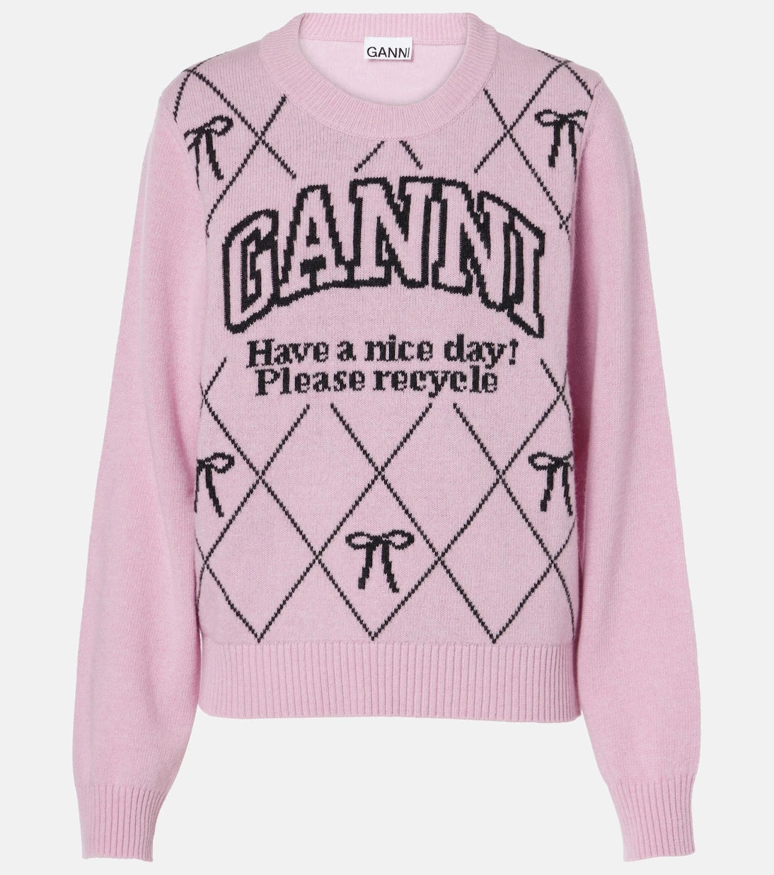 Ganni - Logo intarsia wool-blend sweater