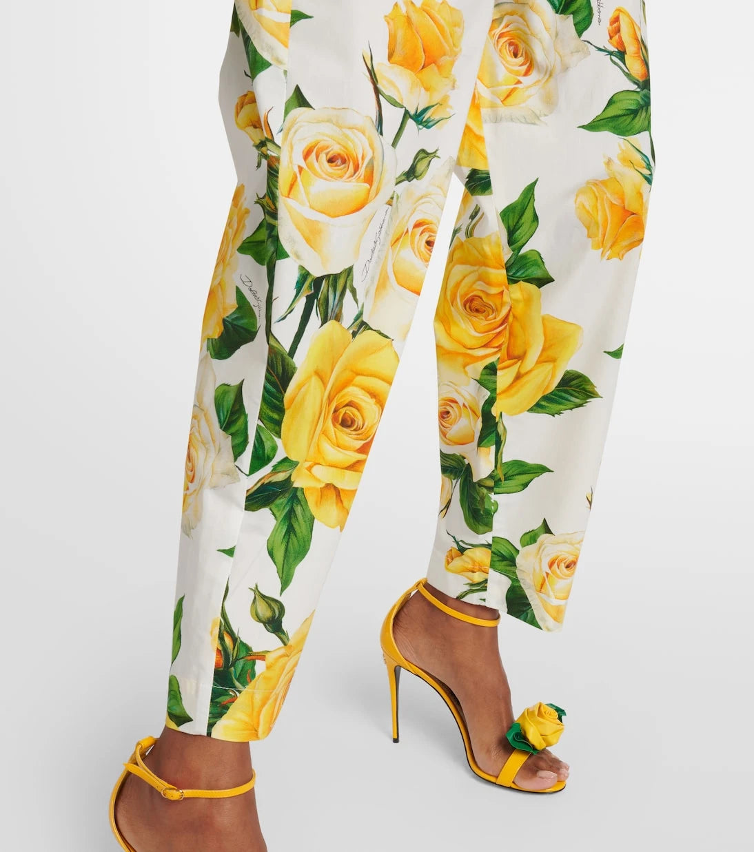 Dolce&Gabbana - Floral high-rise cotton cropped pants